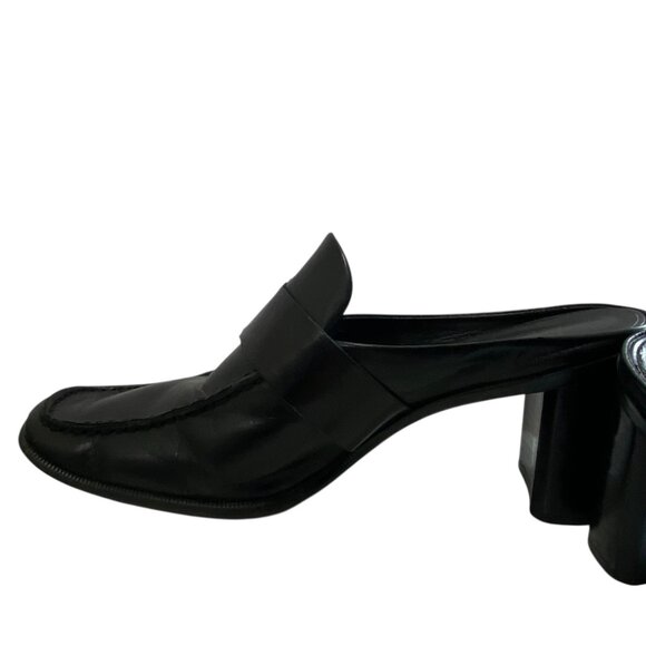 Franco Sarto Leather Mules Square Toe Y2K 90's Womens 8M Black Witchy Fairy Goth - Picture 8 of 12